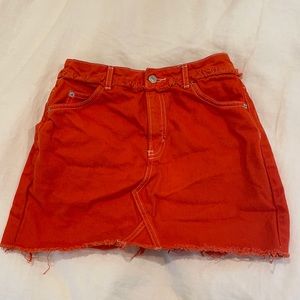 Topshop orange jean skirt
